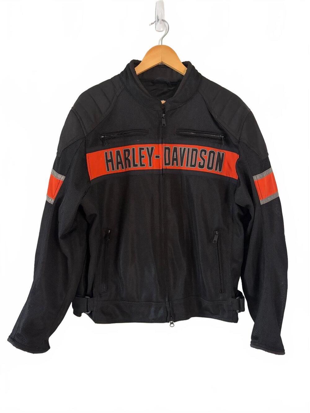 Harley-Davidson Mesh Motorcycle Riding Jacket Mens Medium Black Orange